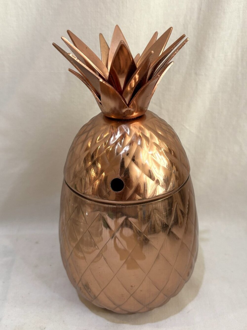 Godinger Pineapple 20oz Tumbler Tiki Mug Copper Plated Stainless Steel